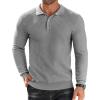 COOFANDY Men’s Knit Polo Shirts Long Sleeve Sweater Polo Lightweight Fashion Casual Collared Shirts(Light Grey)