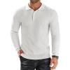 COOFANDY Men’s Knit Polo Shirts Long Sleeve Sweater Polo Lightweight Fashion Casual Collared Shirts(White)