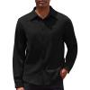 COOFANDY Mens Long Sleeve Button Down Shirt Casual Lightweight Shacket Spring Fall Shirt Jacket Overshirt(Black)
