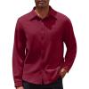 COOFANDY Mens Long Sleeve Button Down Shirt Casual Lightweight Shacket Spring Fall Shirt Jacket Overshirt(Dark Red)