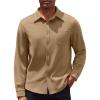 COOFANDY Mens Long Sleeve Button Down Shirt Casual Lightweight Shacket Spring Fall Shirt Jacket Overshirt(Khaki)