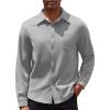 COOFANDY Mens Long Sleeve Button Down Shirt Casual Lightweight Shacket Spring Fall Shirt Jacket Overshirt(Light Grey)