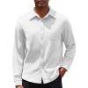 COOFANDY Mens Long Sleeve Button Down Shirt Casual Lightweight Shacket Spring Fall Shirt Jacket Overshirt(White)