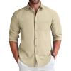 COOFANDY Men’s Long Sleeve Button Down Shirt Wrinkle Free Untucked Dress Shirt Casual Denim Shirt(Light Khaki)