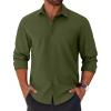 COOFANDY Mens Long Sleeve Button Down Shirts Casual Untucked Shirts for Men Dress Shirts Beach Wedding Shirts(Army Green)