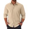 COOFANDY Mens Long Sleeve Button Down Shirts Casual Untucked Shirts for Men Dress Shirts Beach Wedding Shirts(Beige)