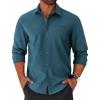 COOFANDY Mens Long Sleeve Button Down Shirts Casual Untucked Shirts for Men Dress Shirts Beach Wedding Shirts(Blue)