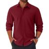 COOFANDY Mens Long Sleeve Button Down Shirts Casual Untucked Shirts for Men Dress Shirts Beach Wedding Shirts(Burgundy)
