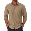 COOFANDY Mens Long Sleeve Button Down Shirts Casual Untucked Shirts for Men Dress Shirts Beach Wedding Shirts(Khaki)