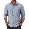 COOFANDY Mens Long Sleeve Button Down Shirts Casual Untucked Shirts for Men Dress Shirts Beach Wedding Shirts(Light Blue-diamond)
