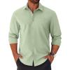 COOFANDY Mens Long Sleeve Button Down Shirts Casual Untucked Shirts for Men Dress Shirts Beach Wedding Shirts(Light Green)
