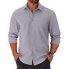 COOFANDY Mens Long Sleeve Button Down Shirts Casual Untucked Shirts for Men Dress Shirts Beach Wedding Shirts(Light Grey)