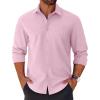 COOFANDY Mens Long Sleeve Button Down Shirts Casual Untucked Shirts for Men Dress Shirts Beach Wedding Shirts(Pink)