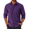 COOFANDY Mens Long Sleeve Button Down Shirts Casual Untucked Shirts for Men Dress Shirts Beach Wedding Shirts(Purple)
