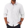 COOFANDY Mens Long Sleeve Button Down Shirts Casual Untucked Shirts for Men Dress Shirts Beach Wedding Shirts(Triangle-white)