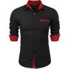 COOFANDY Men’s Long Sleeve Dress Shirt Plaid Collar Casual Button Down Shirts(Black/Red)