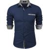 COOFANDY Men’s Long Sleeve Dress Shirt Plaid Collar Casual Button Down Shirts(Check Pattern-blue)
