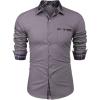 COOFANDY Men’s Long Sleeve Dress Shirt Plaid Collar Casual Button Down Shirts(Grey)