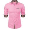 COOFANDY Men’s Long Sleeve Dress Shirt Plaid Collar Casual Button Down Shirts(Pink)