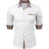COOFANDY Men’s Long Sleeve Dress Shirt Plaid Collar Casual Button Down Shirts(White)