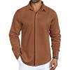 COOFANDY Mens Long Sleeve Wrinkle Free Shirts Casual Button Down Shirt Stretch Dress Shirt(Brown)