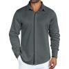 COOFANDY Mens Long Sleeve Wrinkle Free Shirts Casual Button Down Shirt Stretch Dress Shirt(Dark Grey)