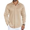COOFANDY Mens Long Sleeve Wrinkle Free Shirts Casual Button Down Shirt Stretch Dress Shirt(Khaki)