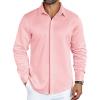 COOFANDY Mens Long Sleeve Wrinkle Free Shirts Casual Button Down Shirt Stretch Dress Shirt(Pink)