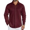COOFANDY Mens Long Sleeve Wrinkle Free Shirts Casual Button Down Shirt Stretch Dress Shirt(Wine Red)