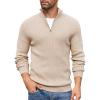 COOFANDY Men’s Quarter Zip Sweaters Slim Fit Mock Neck Pullover Sweaters Lightweight Knitted Polo Sweater(Beige)