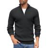 COOFANDY Men’s Quarter Zip Sweaters Slim Fit Mock Neck Pullover Sweaters Lightweight Knitted Polo Sweater(Black)