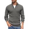 COOFANDY Men’s Quarter Zip Sweaters Slim Fit Mock Neck Pullover Sweaters Lightweight Knitted Polo Sweater(Dark Grey)