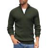 COOFANDY Men’s Quarter Zip Sweaters Slim Fit Mock Neck Pullover Sweaters Lightweight Knitted Polo Sweater(Deep Green)