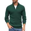 COOFANDY Men’s Quarter Zip Sweaters Slim Fit Mock Neck Pullover Sweaters Lightweight Knitted Polo Sweater(Green)
