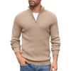 COOFANDY Men’s Quarter Zip Sweaters Slim Fit Mock Neck Pullover Sweaters Lightweight Knitted Polo Sweater(Khaki)