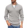 COOFANDY Men’s Quarter Zip Sweaters Slim Fit Mock Neck Pullover Sweaters Lightweight Knitted Polo Sweater(Light Grey)