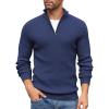 COOFANDY Men’s Quarter Zip Sweaters Slim Fit Mock Neck Pullover Sweaters Lightweight Knitted Polo Sweater(Navy Blue)