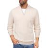 COOFANDY Men’s Quarter Zip Sweaters Slim Fit Mock Neck Pullover Sweaters Lightweight Knitted Polo Sweater(Off-white)
