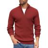 COOFANDY Men’s Quarter Zip Sweaters Slim Fit Mock Neck Pullover Sweaters Lightweight Knitted Polo Sweater(Red)