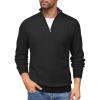 COOFANDY Men’s Quarter Zip Sweaters Slim Fit Mock Neck Pullover Sweaters Lightweight Knitted Polo Sweater(Ribbed Black)