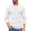 COOFANDY Men’s Quarter Zip Sweaters Slim Fit Mock Neck Pullover Sweaters Lightweight Knitted Polo Sweater(White)