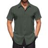 COOFANDY Mens Short Sleeve Dress Shirts Stretch Wrinkle Free Button Down Shirt Casual Summer Top(Army Green)