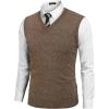 COOFANDY Men’s Sleeveless Sweater Vest Lightweight V-Neck Cotton Vest Pullover(Brown)