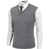 COOFANDY Men’s Sleeveless Sweater Vest Lightweight V-Neck Cotton Vest Pullover(Gray)