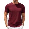 COOFANDY Men’s T Shirt Short Sleeve Classic Crew Neck T-Shirt Casual Summer Basic Tee Shirts(Wine Red)