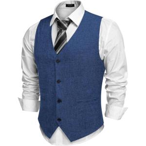 COOFANDY Men’s Casual Business Vests Lightweight Waistcoat Slim Fit Suit Vest(Royal Blue)