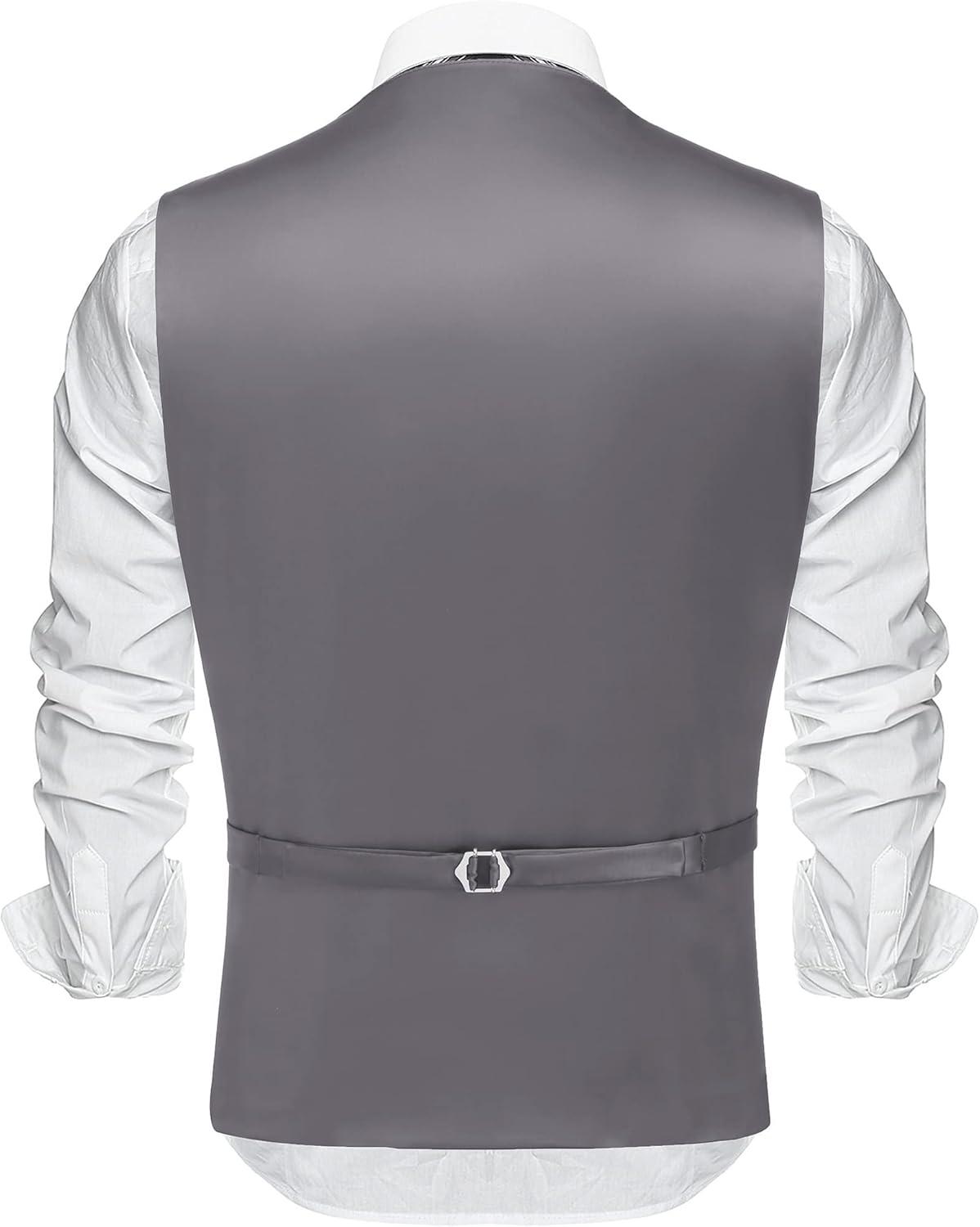 imageCOOFANDY Mens Business Suit Vest Casual Dress Vest Slim Fit Formal WaistcoatDark Grey