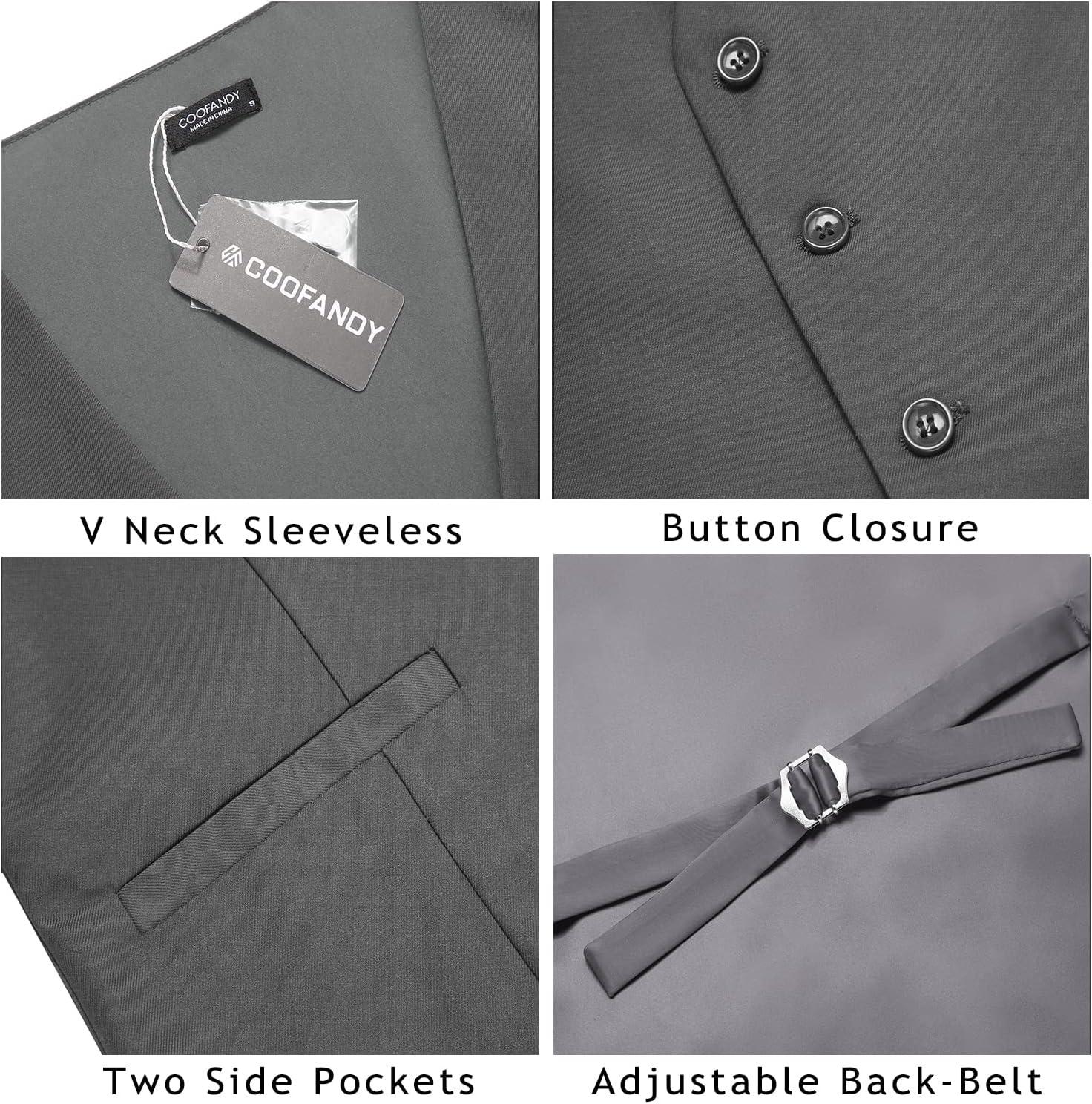 imageCOOFANDY Mens Business Suit Vest Casual Dress Vest Slim Fit Formal WaistcoatDark Grey