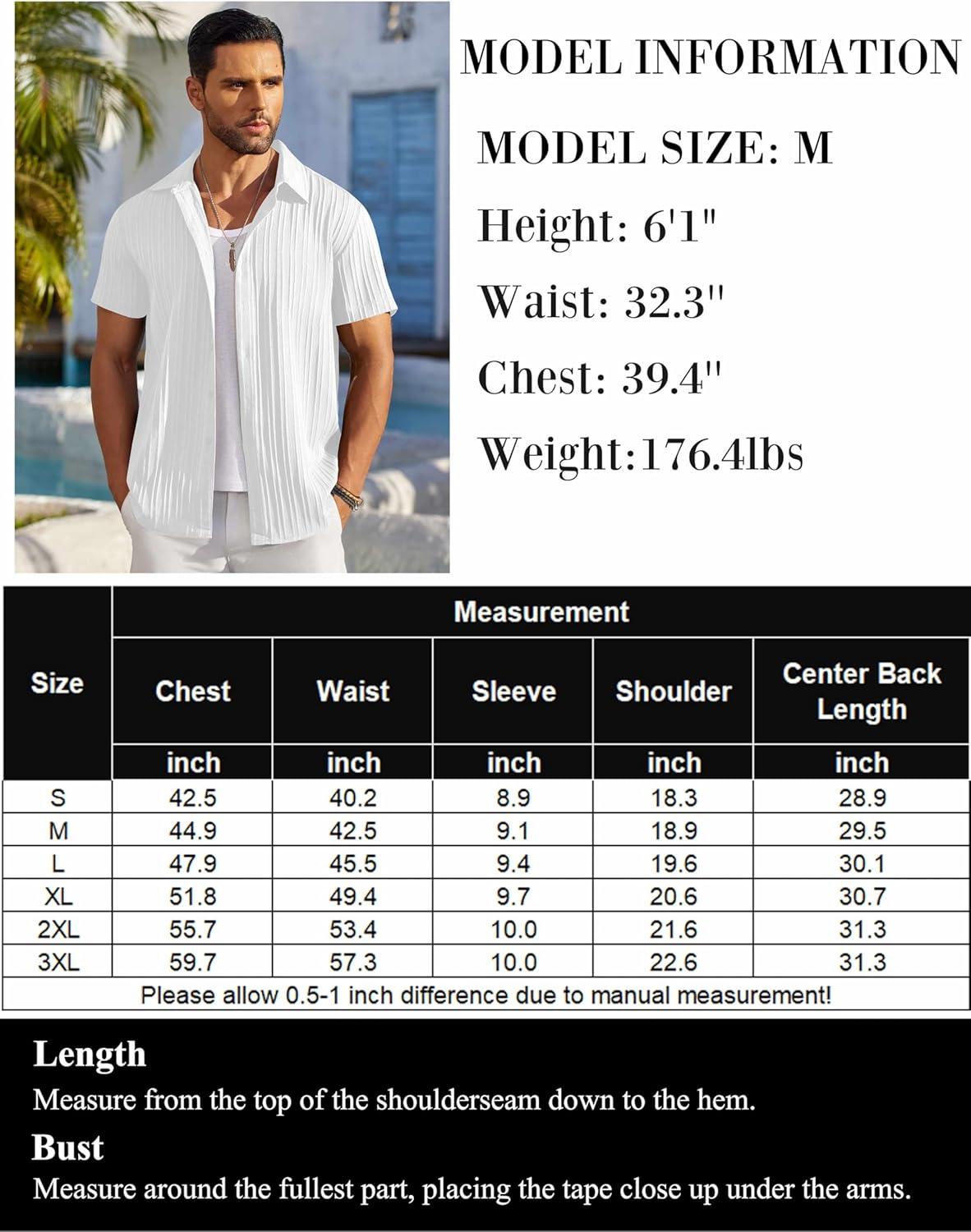 imageCOOFANDY Mens Casual Button Down Shirts Short Sleeve Textured Summer Beach ShirtsRed Tropical Leaf