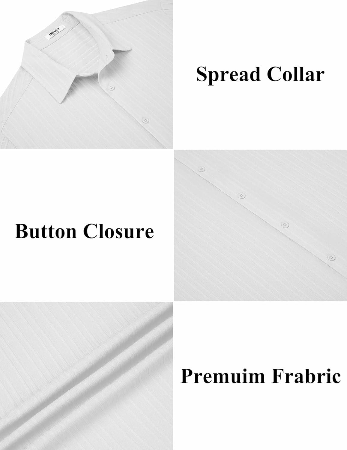 imageCOOFANDY Mens Casual Button Down Shirts Short Sleeve Textured Summer Beach ShirtsWhite